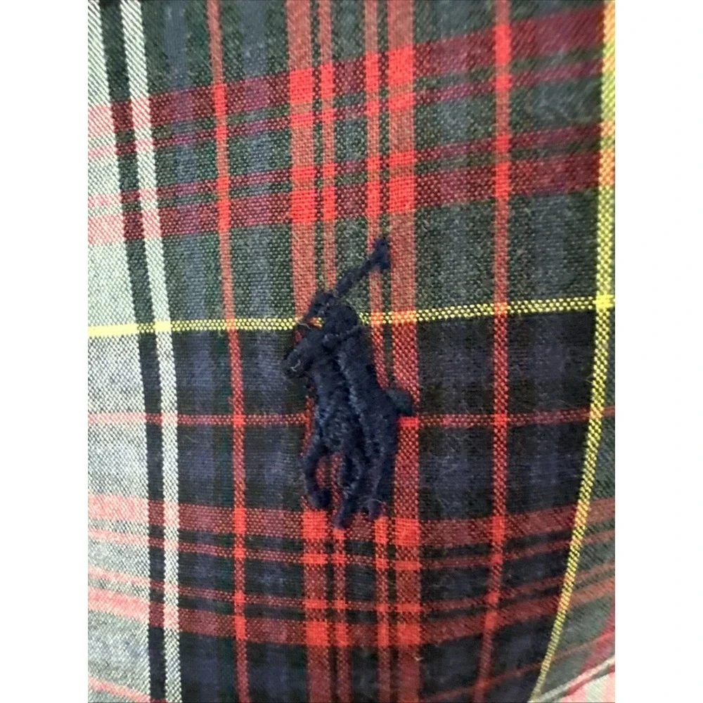 Ralph Lauren  Shirt Kids Boys Sz 6 Tartan Plaid Red Green White Cotton